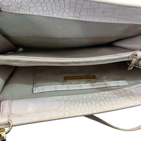 Sondra Roberts | Faux Crocodile Embossed Convertible Clutch Crossbody Bag | Nude - Picture 9 of 14